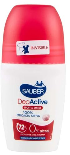 Sauber - Deodorante DeoActive Roll-on, Protezione dal Cattivo Odore e Sudore Fino a 72 Ore, Resistente all'acqua, Ideale per Situazioni Estreme e Stress, Senza Alcool - 70 ml