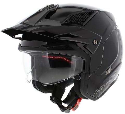 MT HELMETS MT Helm District Solid glänzend schwarz Größe XXL | Dunkles Visier/Klares Visier | Jethelme | Kunststoff | geeignet für Moped, Maxi-Roller, Motorrad, Mofa, Schaltmoped, vierfach, Roller