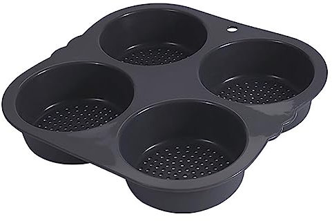 Panini per hamburger da forno - Stampo per hamburger in silicone 4/6 Cavity - Teglia da forno Stampo per pane flessibile antiaderente riutilizzabile per muffin, torte whoopie, panini