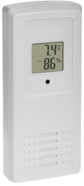 TFA Dostmann Digitaler Thermo-Hygrosender, 30.3256.02, mit Display, für TFA Funk-Wetterstation Clear (35.1168.02), Kanal 1-3, Ersatz- und Zusatzsender, weiß