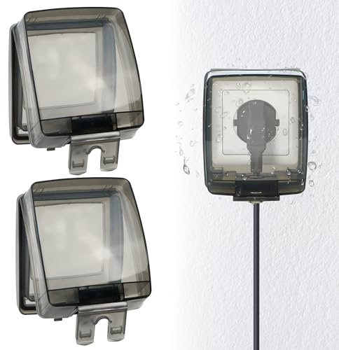 Boîtier étanche Plastique Interrupteur Mural - Dissimulé Cache-Boîte Eau Couvercle Prise pour Courant Boîte Protection Anti-éclaboussures Universel Prises Salle Bain Accessoire Cuisine(Transparent)