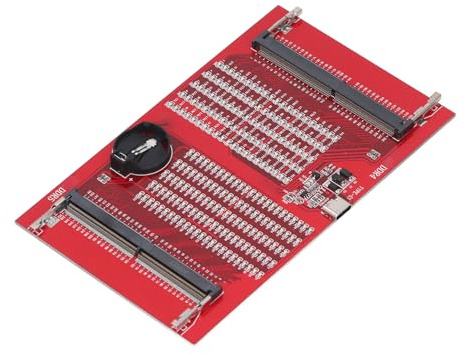 RAM Memory Diagnostic Tester Card, DDR4 DDR5 Slot Analyzer for Laptop with LED Light Red Suitable for DDR5 DDR4 2 in 1 Maintenance Tester