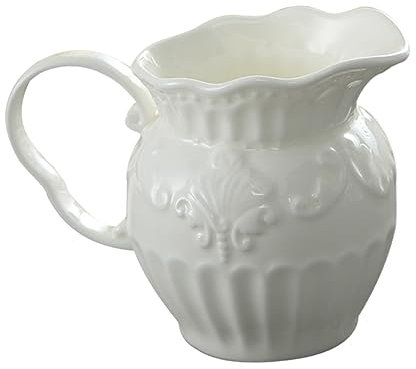 PRETYZOOM Jarra De Leche Cerámica Repujada Antigua Vintage Lechera Porcelana Para Calentar Leche Diseño De Boca Puntiaguda
