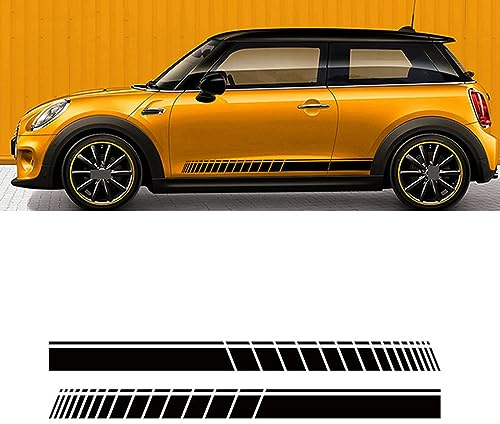 WzMDg Auto Karosserie Seitenstreifen für MINI Cooper S Clubman F55 F56 F54 F60 R56 R57 R55,Karosserie Rennstreifen Auto-Außendekoration Seiten Autoaufkleber,A-Black