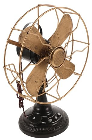 Alipis Adorno Vintage en Forma de Abanico, Modelo de Ventilador de Escritorio Antiguo en Hierro, Estilo Retro para Decoración del Hogar