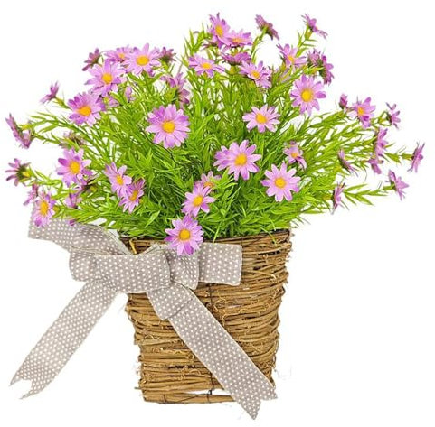 Wildflower Door Hanger Basket Wreath, Farmhouse Artificial Flowers Wreath,Wildflowers Door Hanging Basket Wreath (B)