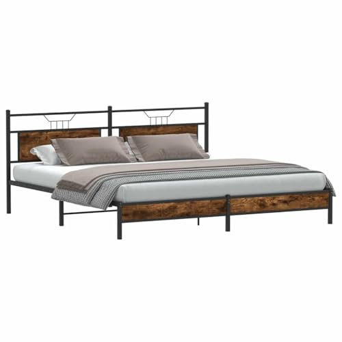 vidaXL Metallbett ohne Matratze Räuchereiche 193x201 cm