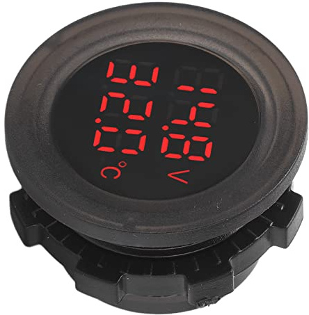 Acouto Voltmètre de Température à Double Affichage, Affichage Clair et Stable, Détecteur de Thermomètre de Voiture étanche pour Véhicules 12-24 V avec Matériau ABS en Noir