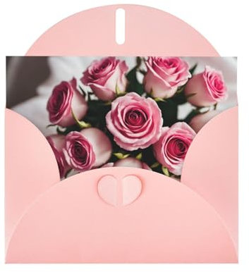 Pink YYHHAOFA Grußkarte mit Rosenstrauß – hochwertiges Perlglanz-Papier mit doppelseitigem Perlmutt-Effekt und funkelndem Design
