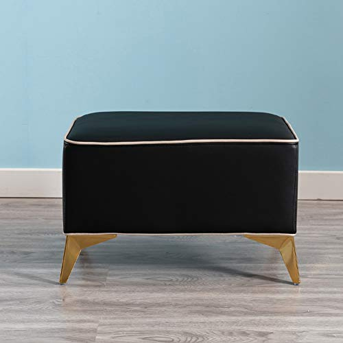 Panca ottomana pieghevole in ecopelle con gambe in metallo, poggiapiedi imbottito, seduta per toletta, camera da letto, ufficio, sgabello nero rettangolare, 40 x 40 x 40 cm (disponibile anche in nero