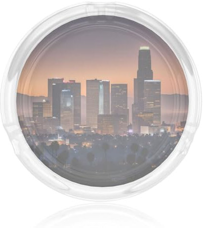 Cendriers à cigares en verre Motif paysage de Los Angeles pour cigarettes, cendriers décoratifs en verre, cendriers ronds pour la maison, le bureau