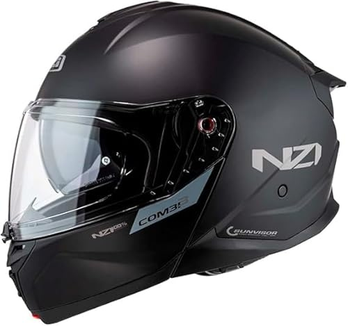 NZI Combi 3 Duo Negro Mate - Casco de Moto Modular Abatible con Visor Solar - Homologado P/J ECE 22.06 (M)