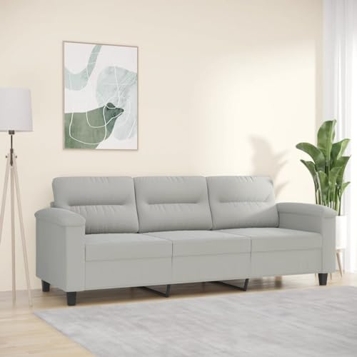 LVHUIDEH Moderne Sofa für Wohnzimmer Büro, 3-Sitzer-Sofa mit Gepolsterter Sitz, 210 x 77 x 80 cm, Mikrofasergewebe (100% Polyester), Metall, Sperrholz