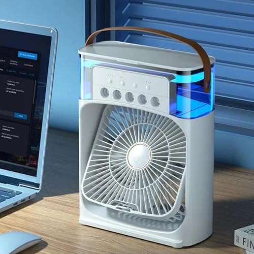 Portable Air Cooler, 4-in-1 Mini Air Conditioner Fan with 3 Speeds, 700ml Water Tank,USB Powered Personal Evaporative Cooler for Home, Office, Bedroom – Energy Class A+
