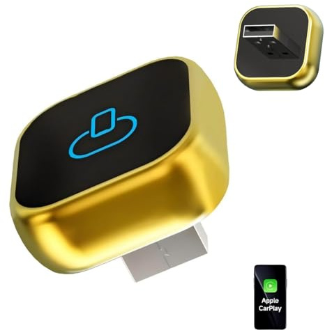 ALKEUR Adattatore Wireless Auto e Carplay Android, senza fili 2 in 1 Stick Converte Auto Android Cablate/Carplay in Wireless, Adatto Per Telefono con Android e ios Carplay, interfaccia USB C/A (Oro)
