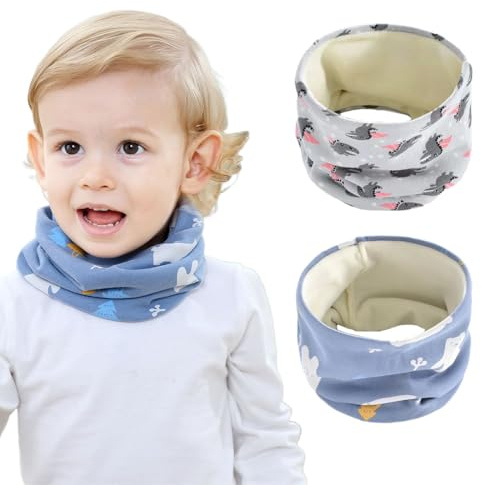 KIRZAX 2 Piezas Bufandas para Niño,Cuello Bufanda de Algodón Infantil,Calentador de Cuello Al Aire Libre,Multipropósito,Resistente al viento y cálido, para Niños y Niñas