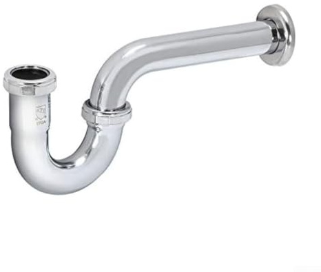 Linnkyfloa Sifone a P in acciaio inox per lavabo da bagno, 29 cm, tubo di scarico con guarnizione antiodore, facile da installare per lavabi standard (curva a P)