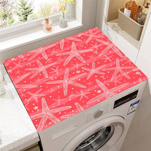 Hearda Housse Machine a Laver Plage Été, Dessus Tapis Lave Linge Antidérapant, Housse de Protection pour Machine à Laver Top, Tapis de Protection pour Dessus Sèche-Linge (Rose Foncé,30x40cm)
