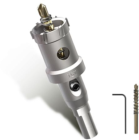 25.5mm TCT Hole Saw Tungsten Carbide Cutter for Metal & Wood, with Hex Key | Tungsten Carbide Teeth, Fast Chip Removal, Includes Hex Key & Drill Bit