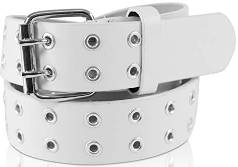 SCAMODA Doppelloch Nietengürtel mit Leder für Damen und Herren, Ösengürtel, versch. Farben, Größen, Breiten