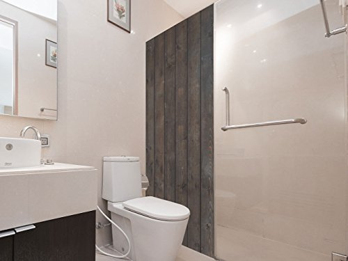 Pellicola in Vinile per Doccia in Legno con Vernice Scura | Diverse Misure | Adesivo Resistente e di Facile Applicazione | Adesivo Decorativo dal Design Elegante 200x70cm