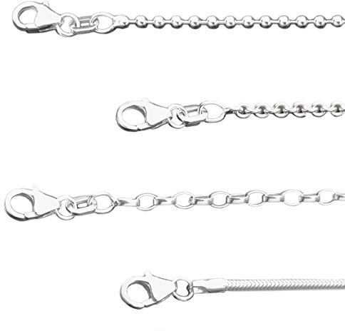 Silberkette Kette Damen Halskette Frauen ohne Anhänger wahlweise Kugelkette 2mm Ankerkette 2mm Erbskette 2.5mm oder Schlangenkette 1.6mm 925 Silber in Länge 40cm 45cm 50cm 60cm 70cm 80cm oder 90cm