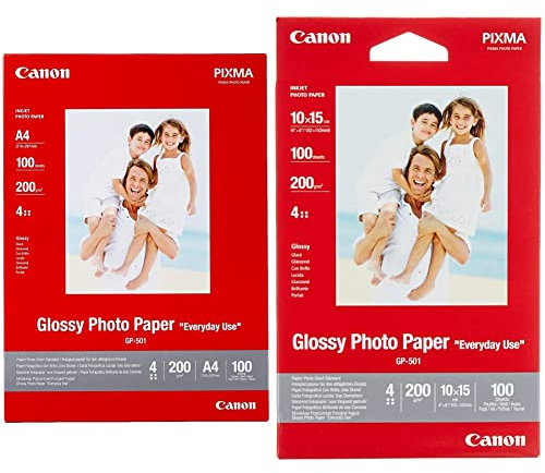 Canon GP-501 Fotoglanzpapier (200 g/qm), A4, 100 Blatt & BJ MEDIA GP-501 10X15 Papier 100 Blatt glänzend