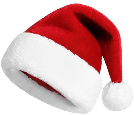 KONVINIT Cappello Babbo Natale in Peluche per Bambino, Rosso, Taglia Unica