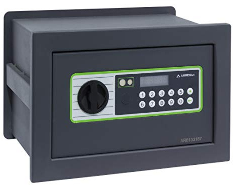 Arregui Supra 241110 Caja fuerte de empotrar, 6 mm de espesor, apertura electrónica, con fondo regulable, 21x32x15 a 25 cm, 4 a 8 L