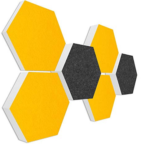 Schallabsorber 3D-Set aus Basotect G+ < 6 Elemente Ø30cm > Diverse Farben (Anthrazit + Sonnengelb)