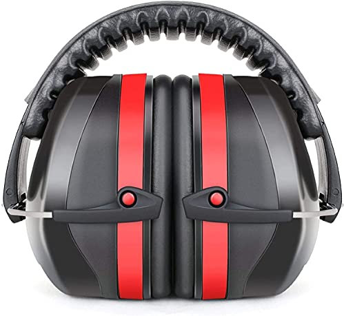 YANKUIRUI Gehörschutz, Lärmschutz Kopfhörer, 34dB SNR Größenverstellbare Ohrenschützer Schallschutz für Autismus Schießsport Jagd Bau (Rot)