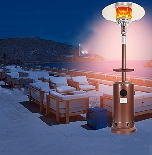 BDXZJ Parasol Chauffant Gaz, 13 KW, 88Ich, Acier INOX +Table E roulettes, Type Indépendant, Chauffage d'extérieur Gaz, Poêle de Gaz GPL Adapté À L'extérieur, Au Jardin Et Au Salon Brown