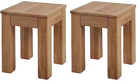 Krok Wood 2X Hocker aus Massivholz 35x35x45 cm (Bonn Eiche)