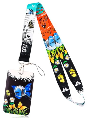 1 Stück Umhängeband mit Ausweiskartenhalter Lanyard Kartenset (Schmetterling)