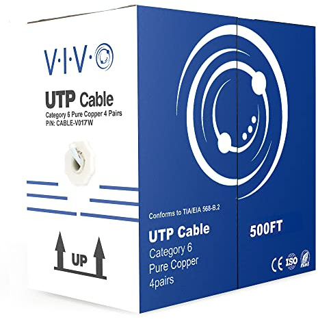 VIVO 500ft Bulk Cat6 Wire, Full Copper Ethernet Cable, 23 AWG, UTP Pull Box, LAN Network, White, CABLE-V017W | Ethernet Cable, 23 AWG, UTP Pull Box, LAN Network