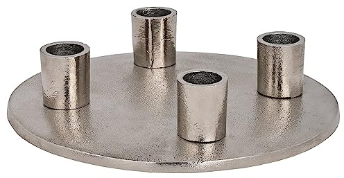 EGLO LIVING Kerzenhalter Jellicoe, eleganter Kerzenständer für 4 Stabkerzen | runder Stabkerzenhalter aus Metall in Nickel, Tischdeko Weihnachten, Ø 20 cm