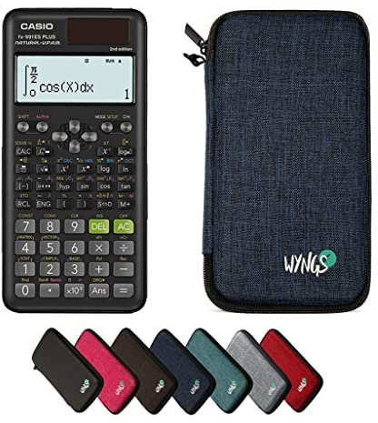 Casio fx-991ES Plus 2nd Edition with WYNGS Protective Case Blue - Scientific Calculator - Basic Set