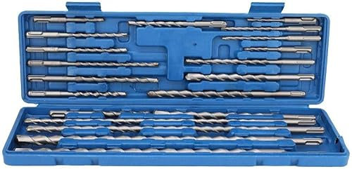Drill Bits Drill Bits-20Pcs Rotary Hammer Drill Bits Chisel Set Tool with Blue Tool Box