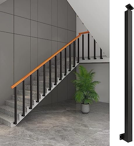 SAFWEL Barre Main Courante Balcon escalier parapet Poteaux latéraux de balustrade de plaque blindée, Avec kit de vis, Rampe d'escalier noire Escalier intérieur et extérieur, 1/2/5/10/20/25 emballage (