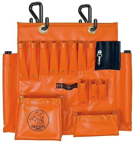 Lineman Tool Board Apron Organizer with Over 16 Pockets and Aerial Bucket Hooks, Tool Organizer for Lineman and Bucket Trucks, Includes Two 2' Hooks