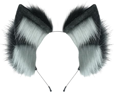 Dodheah Fuchs Wolf Ohren Stirnband Haarschmuck Katzenohren Haarreif Halloween Weihnachten Kostüm Anime Cosplay Damen