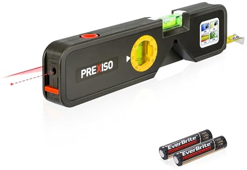 PREXISO 4-in-1 Laser Level Multipurpose Torpedo Level, 65Ft Alignment Point & 10Ft Leveling Line & 10Ft Measure Tape Ruler Thumb Lock for Hanging Picture Wall Writing Home Renovation
