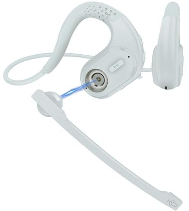 Friencity Bluetooth Headset w/Magnetic Boom Microphone for Cellphone, Wireless Headphones w/DSP Noise Canceling for PC Computer, Open Ear Earbuds for Running Driving Home, Safe-Comfort, 12H