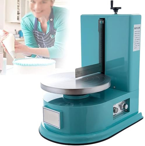 Qiang Cake Cream Spreading Coating Smearing Machine Cake Decorating Coating Machine Cake Cream Smoother Adjustable Scraper for 4-12inch Cake 304 Stainless Steel,36cm Turntable,Blue