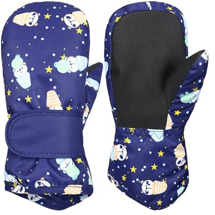QKURT Kids Ski Gloves for 1-6 Years Old, Winter Warm Snow Gloves Waterproof and Windproof Snowboard Skating Mittens Girls Boys Cold Weather Gloves