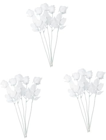 Zerodeko 15 STK Künstliche Rose Schwarzer Rosenstrauß Rosa Mittelstücke Rosa Blumengirlande Schwarzes Dekor Künstliche Pflanzen Drinnen Blütenstiel Plastik Weiß Schwarze Rose Braut Hochzeit