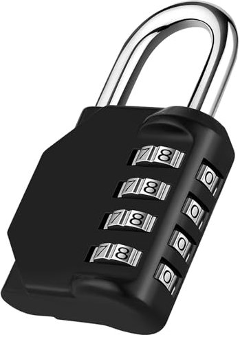 NAGE Schloss mit Zahlencode, Vorhängeschloss mit Zahlencode für Sicherheit im Innenbereich und Langlebigkeit im Freien, Zahlenschloss 4 Stellig, Spindschloss, Zahlen Schloss für Tür (1 Stück, Schwarz)