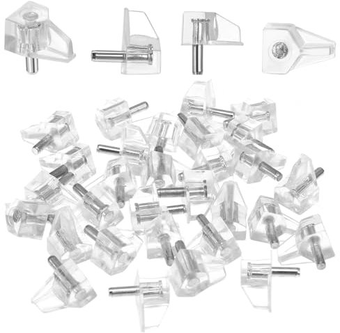 1/8 Inch (3mm) Shelf Support Peg Clear Plastic Cabinet Shelf Support Pins Shelf Holder Pins Replacement Pegs Furniture Shelves Holder Pegs Shelf Pegs for Kitchen Furniture Cabinet Bookcase, 30Pcs