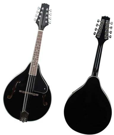 Instrumento Musical Mandolina Mandolina Negra Estilo A De 8 Cuerdas De Madera De Tilo Y Ébano Con Funda, Púa Y Afinador, Paño De Limpieza(Black Mandolin)