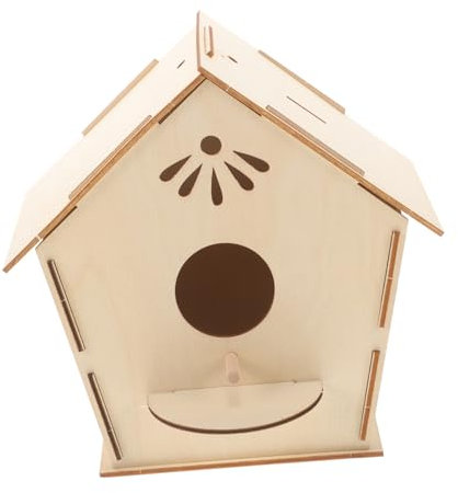 GAROZATION Unfertiges Vogelhaus-set Vogelhaus-spielzeug Für Kinder Holzmalerei Vogelnest Natürliches Holzspielzeug Für Zuhause Geschäft Büro Dekoration